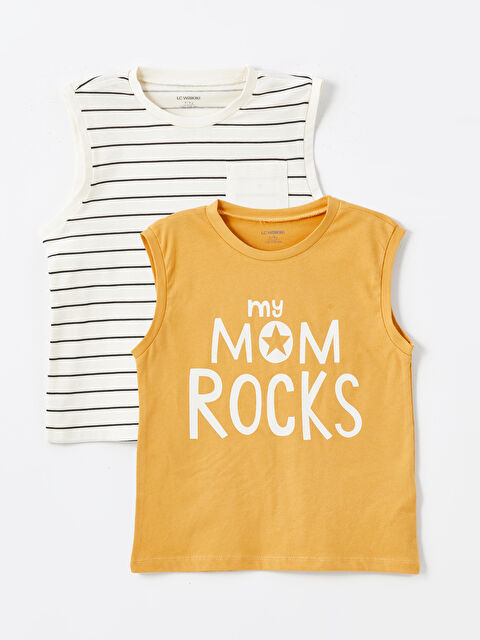 LCW Kids Bisiklet Yaka Baskılı Erkek Bebek Atlet 2'li - S4JA54Z1-GME