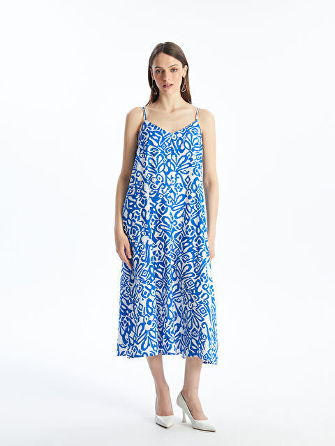 LCWAIKIKI Classic Φόρεμα Γυναικείο Με Τιράντες Με Σχέδια Και Λαιμόκοψη Καρδιά - S4JA80Z8-LQQ