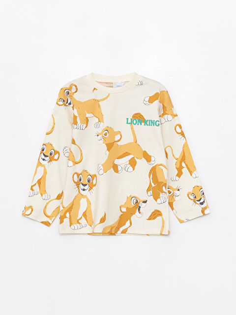 LCW Kids Crew Neck Long Sleeve Lion King Printed Baby Boys' T-Shirt - S4JC55Z1-LQA