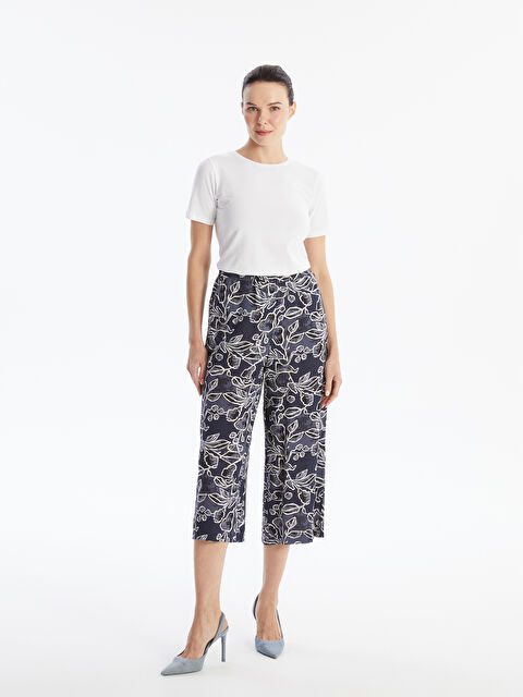 LCW Grace Beli Lastikli Desenli Kadın Kapri - S4JC67Z8-F9C