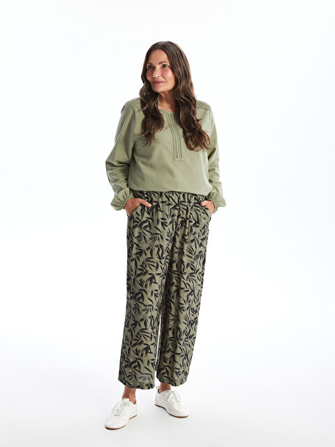 LCW Grace Beli Lastikli Desenli Kadın Kapri - S4JC67Z8-LS6