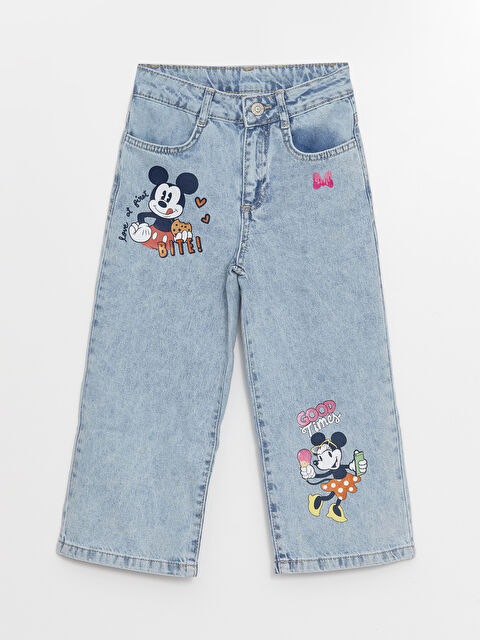 LCW Kids Minnie Mouse Baskılı Kız Çocuk Jean Kapri
