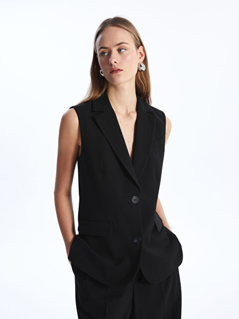 LCW Vision Kadın V Yaka Düz Klasik Yelek - S4JF98Z8-CVL