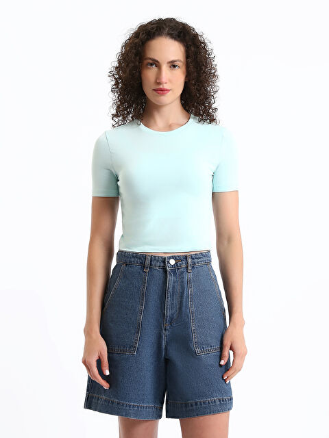 XSIDE Crew Neck Plain Short Sleeve Women's T-Shirt - S4JH35Z8-FS0