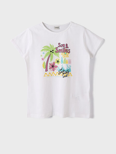 LCW Kids Crew Neck Printed Short Sleeve Girls' T-Shirt - S4JI43Z4-Q6K