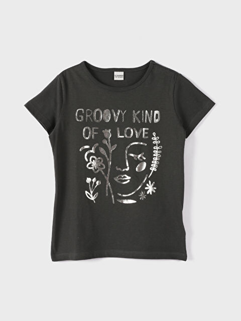 LCW Kids تيشيرت للبنات بياقة دائرية مطبوع كم قصير - S4JI46Z4-HJU