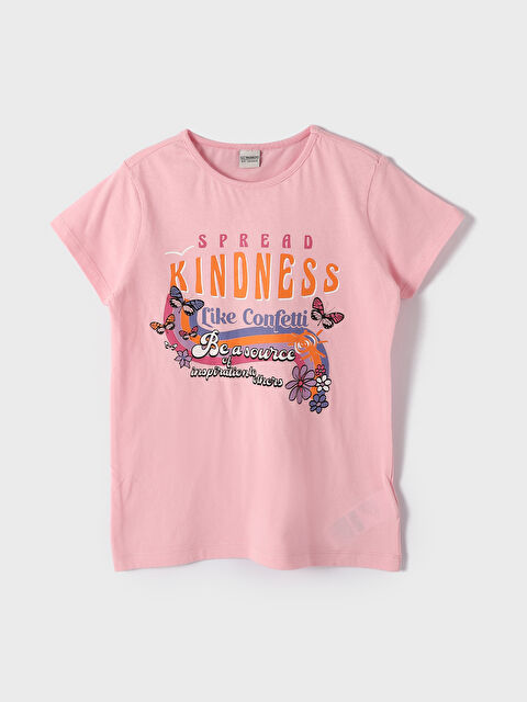 LCW Kids Crew Neck Printed Short Sleeve Girls' T-Shirt - S4JI47Z4-FYX