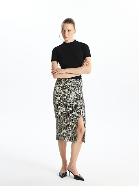 LCW Vision Dar Fit Desenli Kadın Etek - S4JI63Z8-LRA