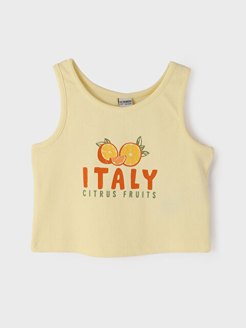 LCW Kids قميص داخلي بدون أكمام قصير مطبوع بياقة دائرية للبنات - S4JI72Z4-TDB