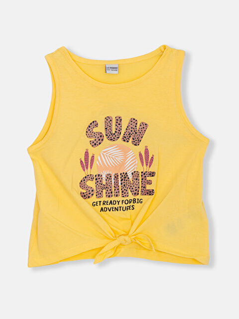 LCW Kids Crew Neck Printed Girls' Crop Tank Top - S4JI73Z4-FRE