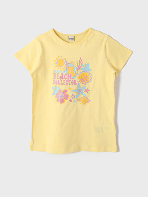LCW Kids Crew Neck Printed Short Sleeve Girls' T-Shirt - S4JI86Z4-FTH