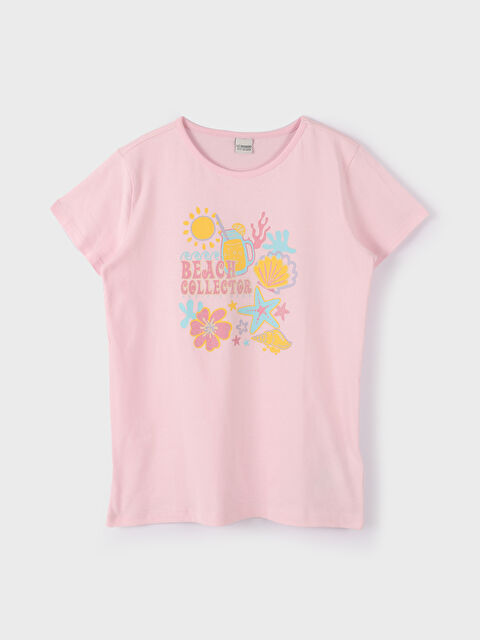 LCW Kids Crew Neck Printed Short Sleeve Girls' T-Shirt - S4JI86Z4-JH4