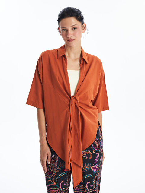 LCWAIKIKI Classic Şal Yaka Düz Oversize Keten Görünümlü Kadın Kimono - S4JJ29Z8-Y0X