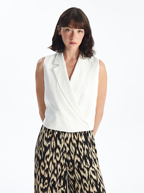 LCW Vision Double Breasted Plain Linen Blend Women's Classic Waistcoat - S4JJ49Z8-U7E