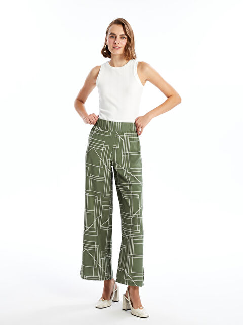 LCWAIKIKI Classic Beli Lastikli Desenli Geniş Paça Kadın Pantolon - S4JJ63Z8-LSC