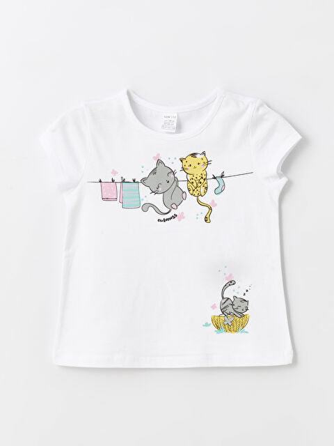 LCW ECO Bisiklet Yaka Baskılı Kısa Kollu Kız Bebek Tişört - S4JK40Z1-J5E