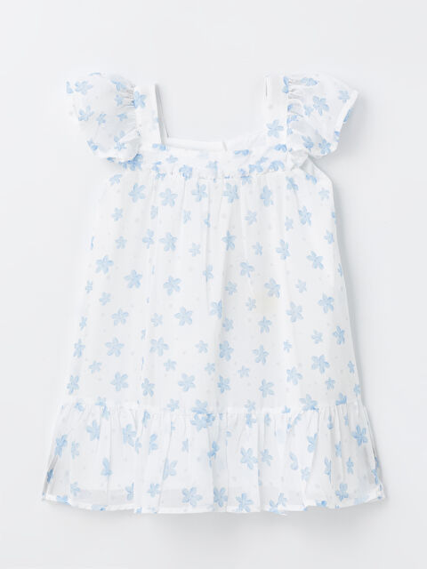 LCW ECO Kare Yaka Kolsuz Çiçek Desenli Kız Bebek Elbise - S4JK85Z1-LQQ