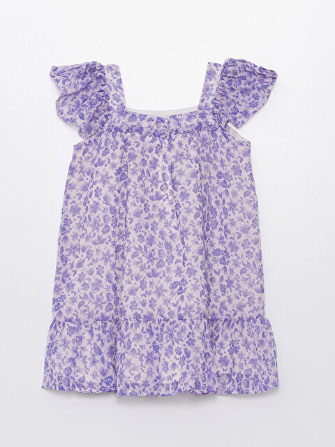 LCW ECO Kare Yaka Kolsuz Çiçek Desenli Kız Bebek Elbise - S4JK85Z1-LSC