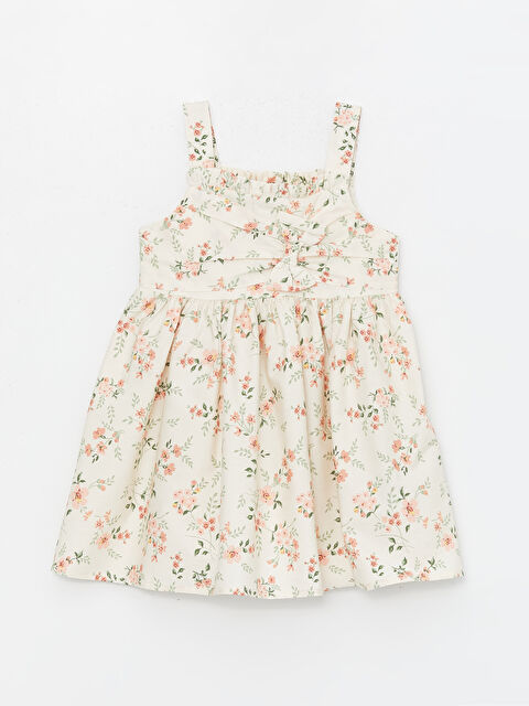 LCW ECO Kare Yaka Askılı Çiçekli Kız Çocuk Elbise - S4JK91Z1-LUG