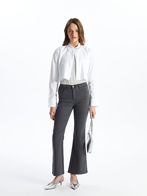 LCWAIKIKI Classic Slim Fit Plain Flared Women's Trousers - S4JN52Z8-KSK