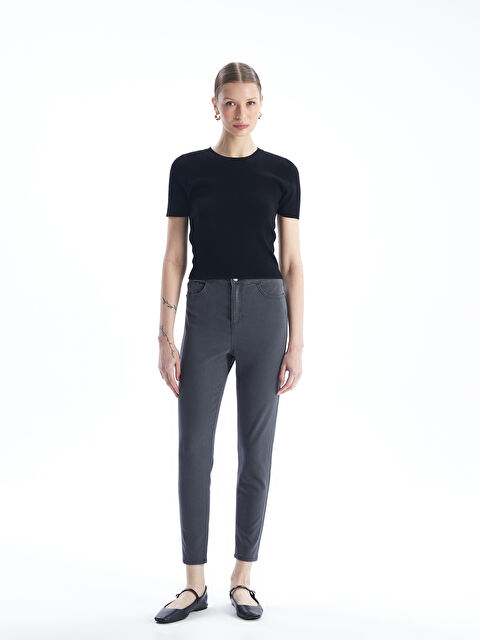 LCWAIKIKI Classic Slim Fit Plain Twill Women's Trousers - S4JN85Z8-KSK