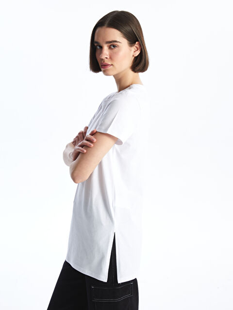 LC WAIKIKI Bisiklet Yaka Düz Kısa Kollu Kadın Tişört