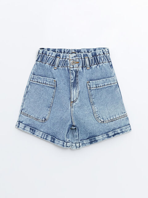 LCW Kids Elasticated Waist Girls' Denim Shorts - S4JS35Z4-V2T