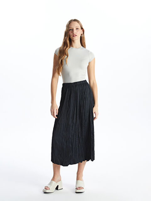 LCW Vision Beli Lastikli Kadın Pileli Etek - S4JS47Z8-VYV