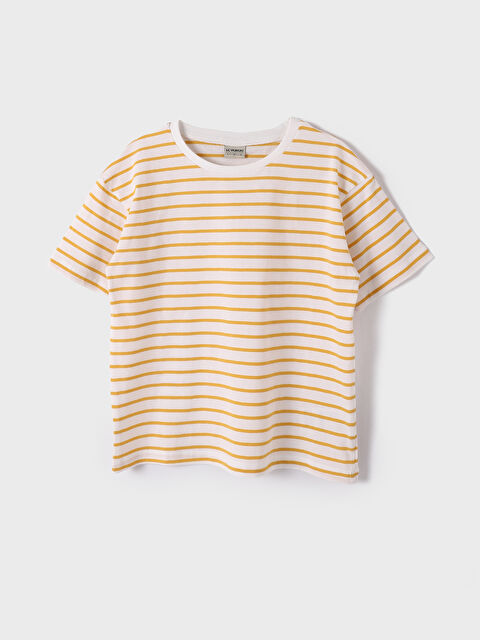 LCW ECO تيشيرت ياقة دائرية مخطط كم قصير للأولاد - S4JS79Z4-QSD