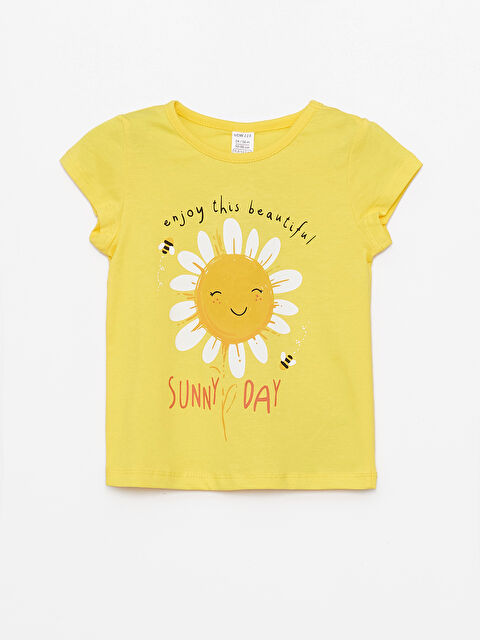 LCW ECO Crew Neck Short Sleeve Printed Baby Girls' T-Shirt - S4JT49Z1-FXY