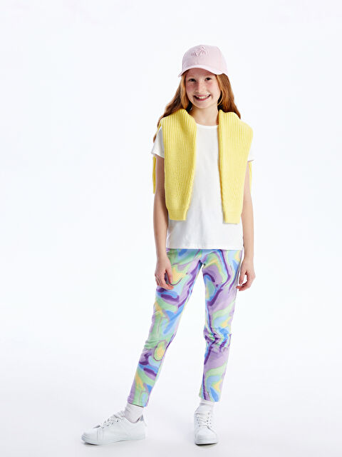 LCW Kids Beli Lastikli Batik Desenli Kız Çocuk Tayt - S4JY10Z4-F9C