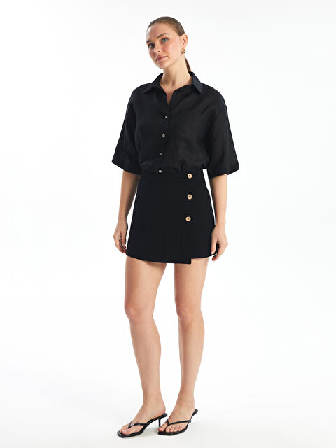 LCW Vision Standart Fit Düz Keten Karışımlı Kadın Şort Etek - S4JY24Z8-CVL