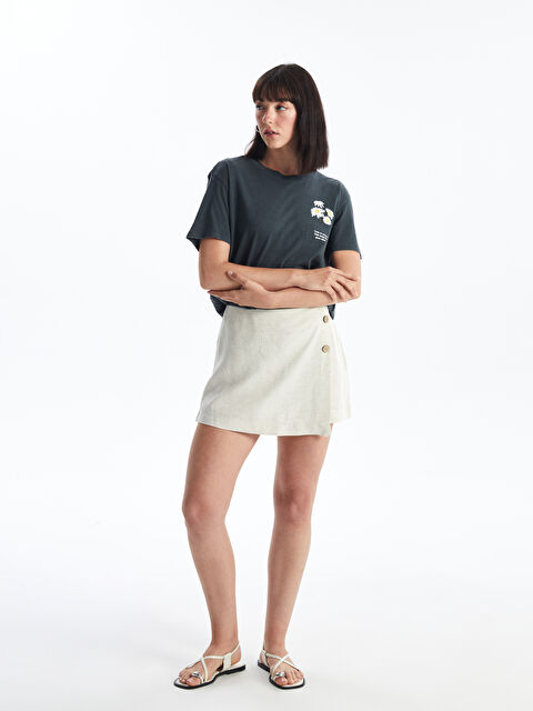 LCW Vision Standart Fit Düz Keten Karışımlı Kadın Şort Etek - S4JY24Z8-DWR