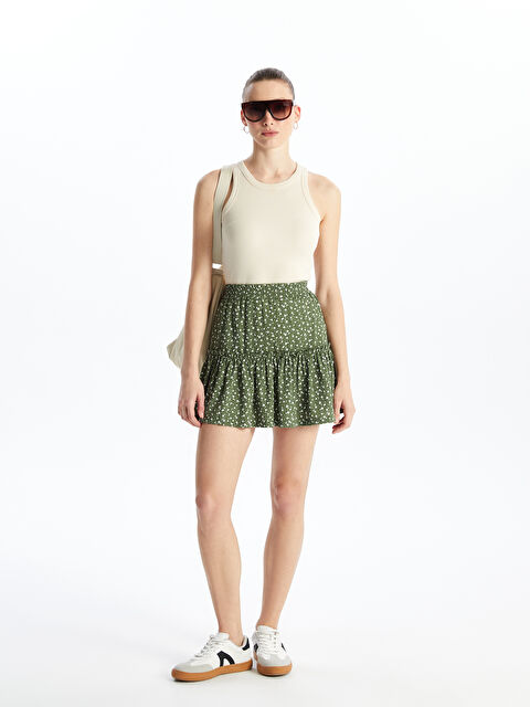 LCW Vision Beli Lastikli Desenli Kadın Şort Etek - S4JY54Z8-LRR