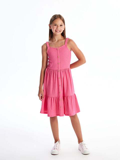 LCW Kids Square Neck Girls' Dress - S4K018Z4-GQW