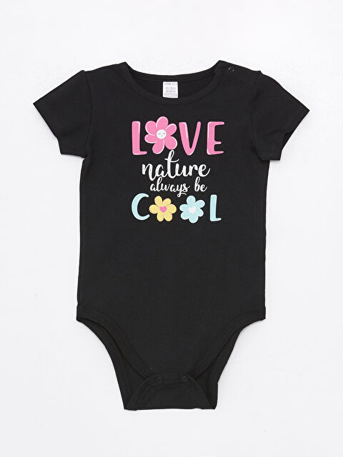 LCW ECO Bisiklet Yaka Baskılı Kız Bebek Çıtçıtlı Bodysuit - S4K081Z1-CVL