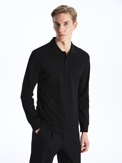 LCWAIKIKI Classic Polo Yaka Uzun Kollu Pike Erkek Tişört