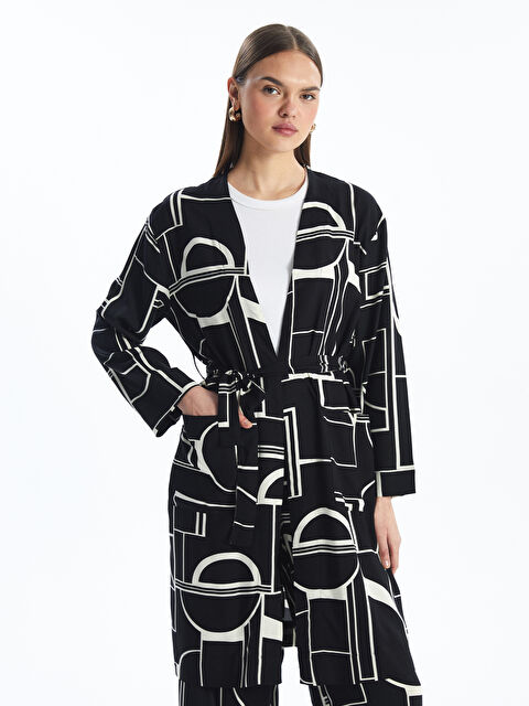 LCW Modest Şal Yaka Desenli Uzun Kollu Kadın Kimono - S4K134Z8-LQJ