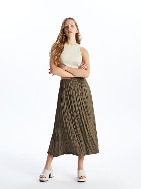 LCW Vision Beli Lastikli Düz A Kesim Saten Kadın Etek - S4K163Z8-HCT