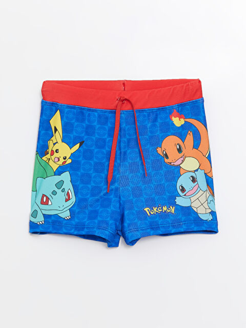 LCW Kids Elastic Waistband Quick-Dry Pikachu Printed Boys' Boxer Swimsuit - S4K179Z4-LQQ