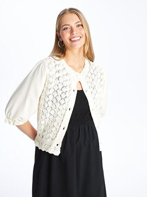 LCWAIKIKI Maternity Bisiklet Yaka Ajurlu Hamile Triko Hırka - S4K509Z8-SGG