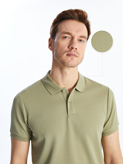 LCWAIKIKI Classic Polo Yaka Kısa Kollu Erkek Dokulu Tişört - S4K620Z8-GHY