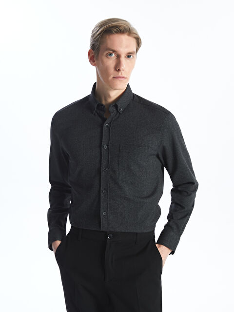 LCWAIKIKI Classic Regular Fit Uzun Kollu Armürlü Erkek Gömlek - S4K707Z8-L8N