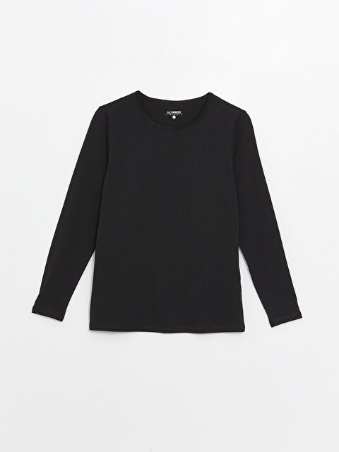 LCWAIKIKI Basic Bisiklet Yaka Düz Uzun Kollu Kadın Tişört