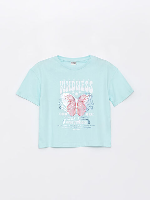 LCW Kids Crew Neck Printed Short Sleeve Girls' T-Shirt - S4K845Z4-FVE
