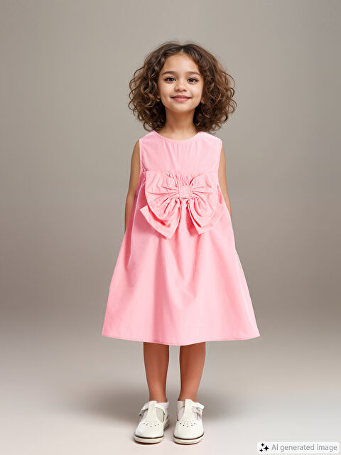 LCW Kids Bisiklet Yaka  Kız Bebek Poplin Elbise - S4K886Z1-QY4