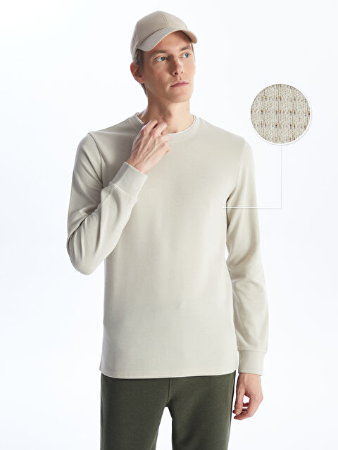 LCWAIKIKI Classic Bisiklet Yaka Uzun Kollu Erkek Dokulu Tişört - S4KA43Z8-YJ4