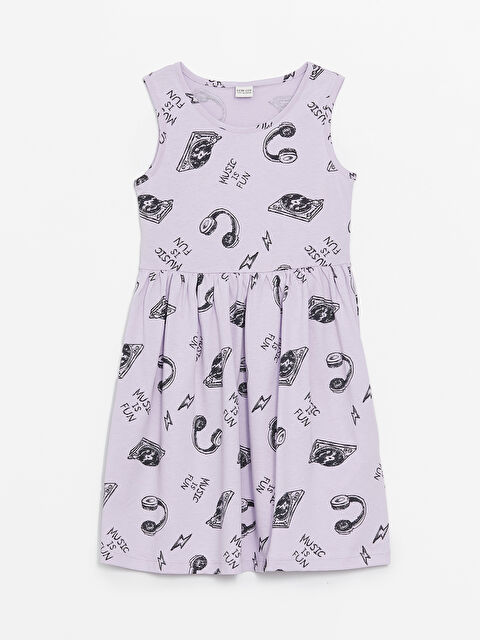 LCW ECO Bisiklet Yaka Baskılı Kız Çocuk Elbise - S4KC07Z4-LSC