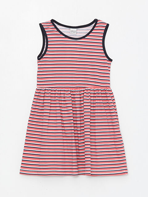 LCW ECO Bisiklet Yaka Çizgili Kız Çocuk Elbise - S4KC11Z4-LHH