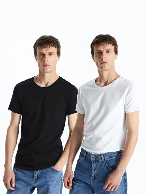 LC WAIKIKI Bisiklet Yaka Kısa Kollu Erkek Tişört 2'li - S4KD35Z8-CVL